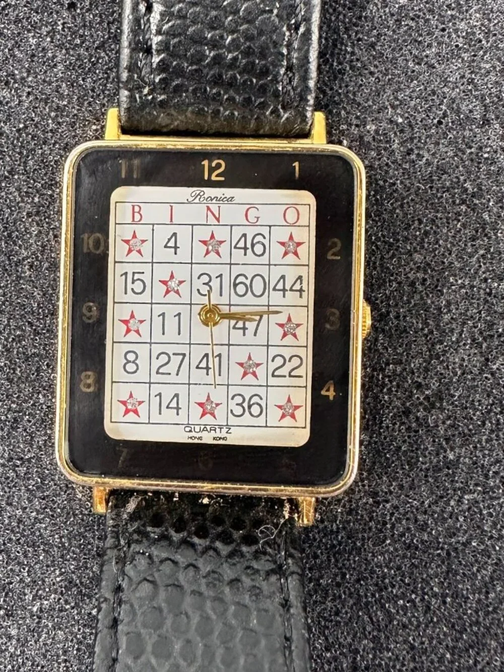 Ronica Bingo Watch Women 25mm White Dial Gold Tone Leather New Battery